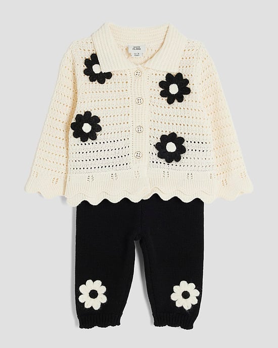 River Island Baby Girls Cardigan & Shorts Set Cream Daisy Crochet - Image 5