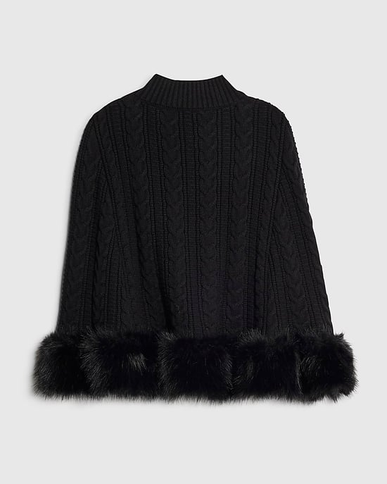 River Island Girls Cape Black Knitted Fur Trim - Image 4