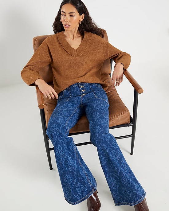 River Island Womens Flared Jeans Blue Paisley Relaxed Denim - Image 3