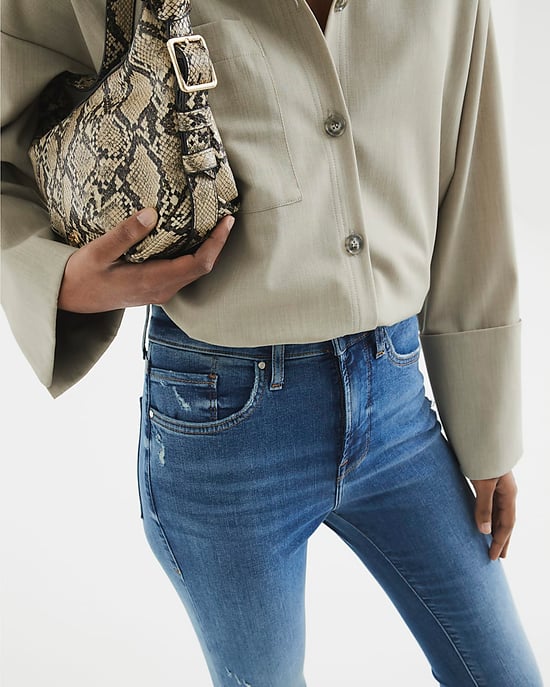 River Island Womens Flared Jeans Blue High Waisted Tummy Hold Denim - Image 3
