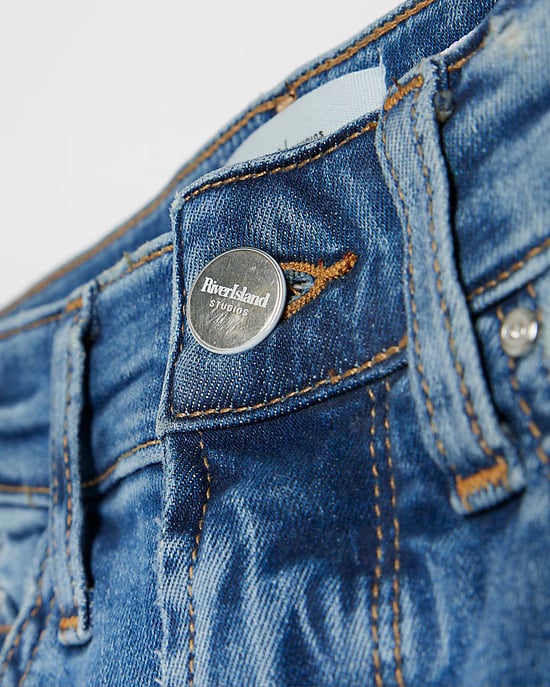River Island Womens Flared Jeans Blue High Waisted Tummy Hold Denim - Image 4