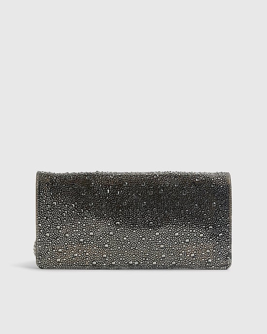 River Island Womens Clutch Bag Grey Perspex Diamante - Image 1