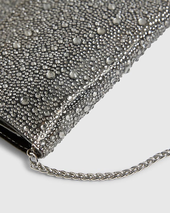 River Island Womens Clutch Bag Grey Perspex Diamante - Image 2