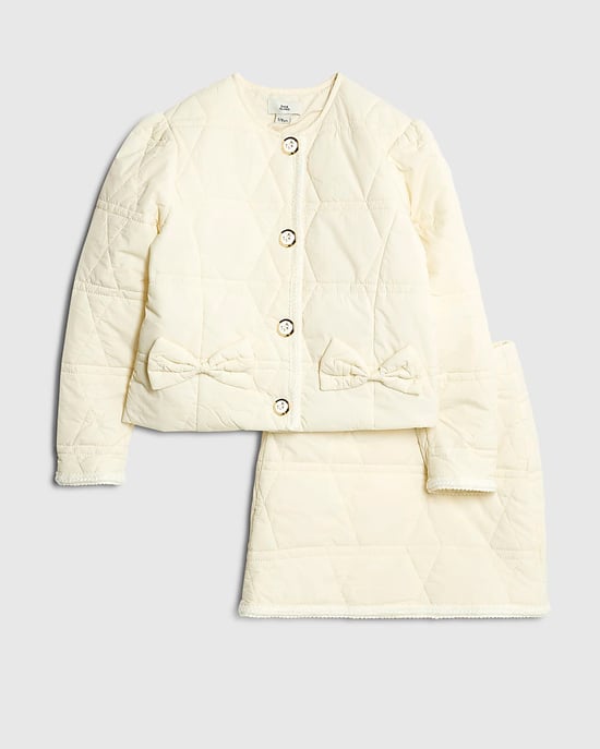 River Island Girls Jacket & Skirt Set White Quilted 2 Piece - Image 1