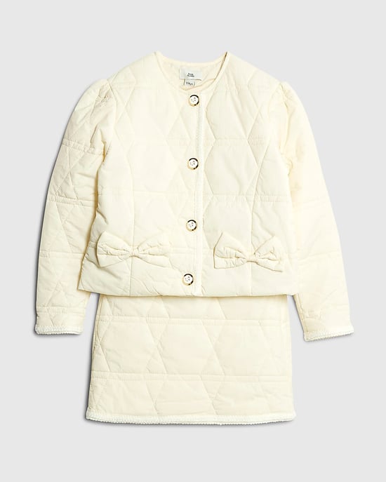 River Island Girls Jacket & Skirt Set White Quilted 2 Piece - Image 5