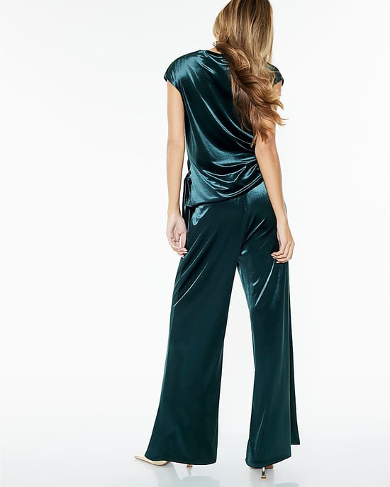 River Island Womens Joggers Green Velvet Wide Leg - Image 3
