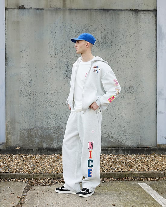 River Island Mens Joggers The Real Hackney Dave Grey Badged - Image 4