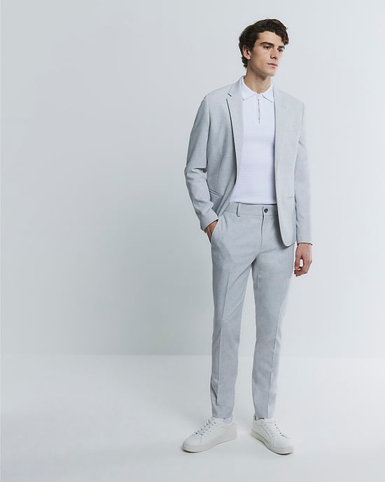 River Island Mens Suit Trousers Grey Skinny Fit Textured - Image 2