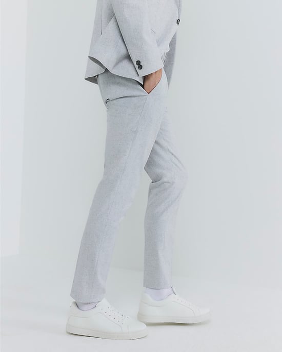 River Island Mens Suit Trousers Grey Skinny Fit Textured - Image 3