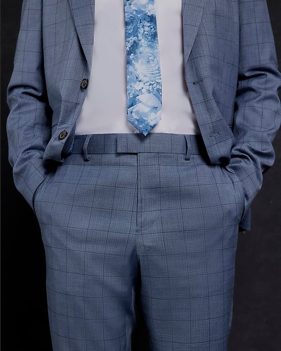 River Island Mens Suit Trousers Blue Check Skinny - Image 4