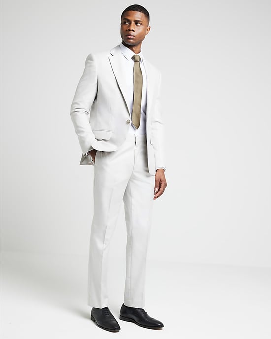 River Island Mens Suit Trousers Cream Slim Fit Textured - Image 5