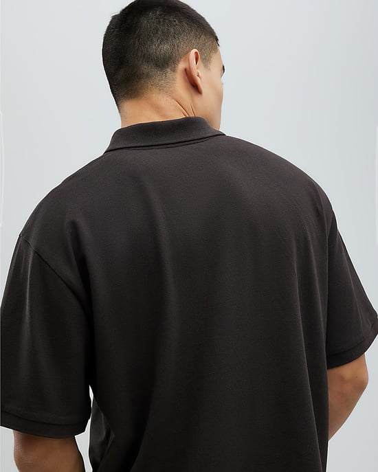 River Island Mens Polo Shirt Brown Oversized Fit Luminis - Image 3