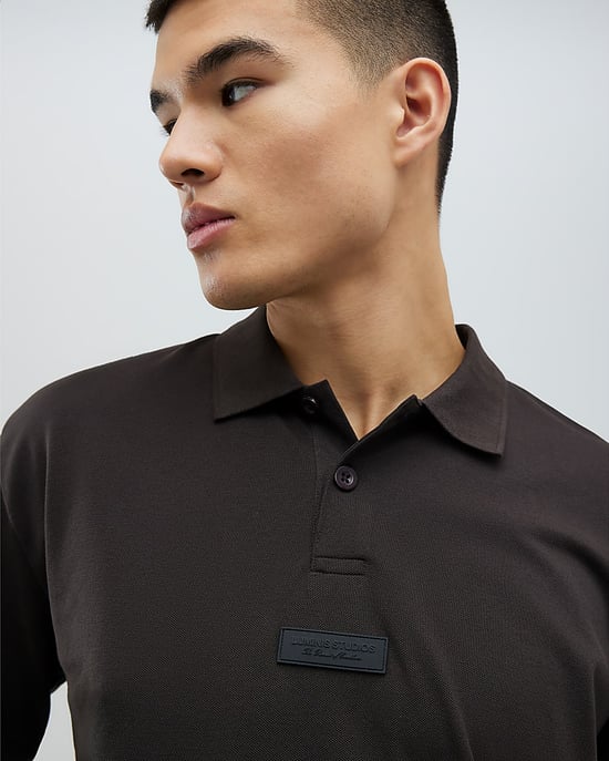 River Island Mens Polo Shirt Brown Oversized Fit Luminis - Image 4