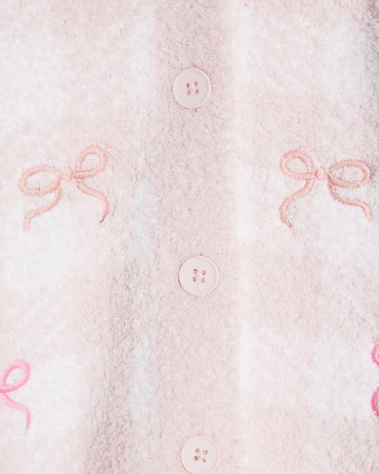 River Island Girls Cardigan & Trousers Set Pink Gingham Cosy 2 Piece - Image 3
