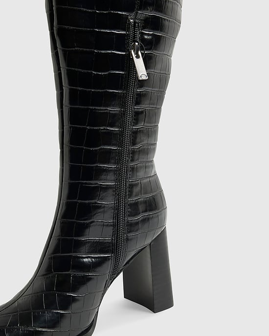 River Island Womens Thigh High Boots Black Block Heel - Image 4