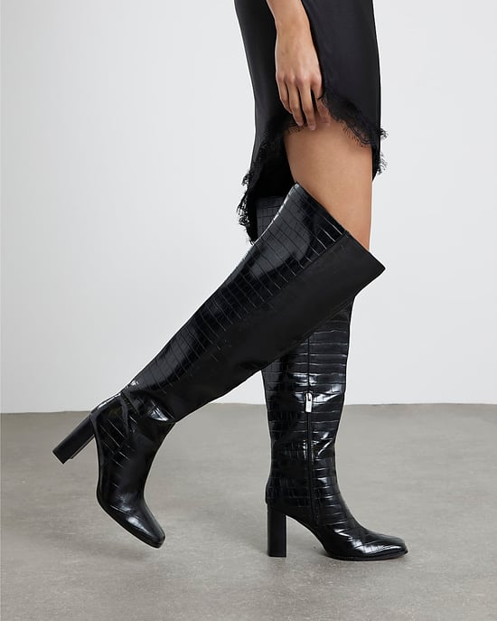 River Island Womens Thigh High Boots Black Block Heel - Image 5