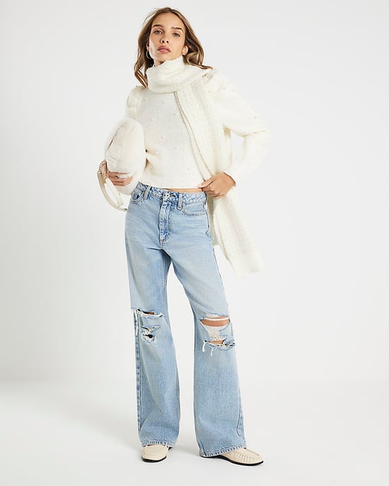 River Island Womens Jumper Cream Knitted Pearl Embellished Sweater - Image 4