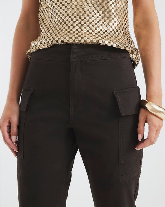 River Island Womens Trousers Petite Brown Twill Cargo Bootcut - Image 3