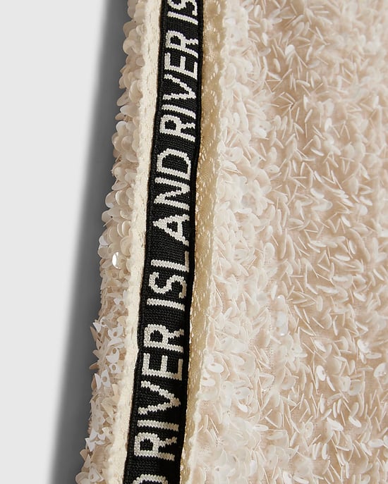 River Island Girls Trousers Cream Sequin RI Side Taped - Image 4