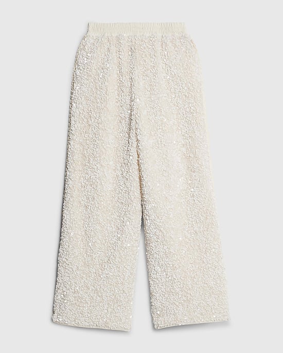 River Island Girls Trousers Cream Sequin RI Side Taped - Image 5