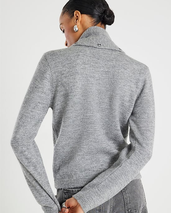 River Island Womens Jumper Grey Knitted Scarf Neck Sweater - Image 3