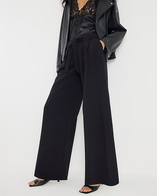 River Island Womens Wide Leg Trousers Black Tie Waist - Image 2