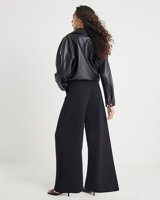 River Island Womens Wide Leg Trousers Black Tie Waist - Image 3