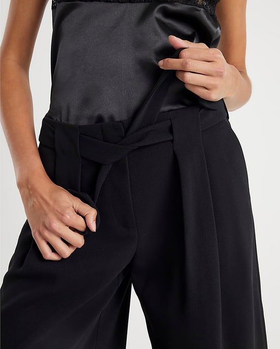 River Island Womens Wide Leg Trousers Black Tie Waist - Image 4