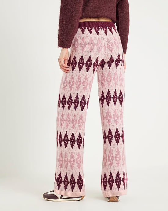 River Island Womens Trousers Pink Argyle Knit - Image 3
