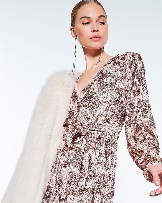 River Island Womens Playsuit Rose Gold Long Sleeve Sequin Belted - Image 3
