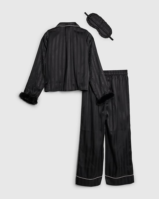 River Island Girls Pyjama Set Black Faux Fur Cuff 3 Piece - Image 2