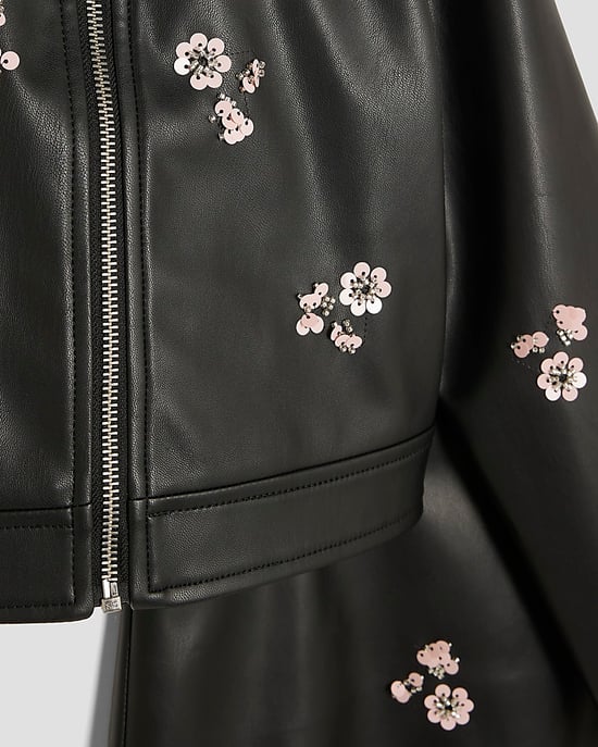 River Island Girls Jacket & Skirt Set Black Floral 2 Piece - Image 4