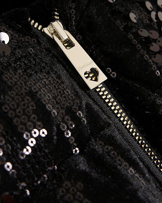 River Island Girls Puffer Coat Black Sequin - Image 2