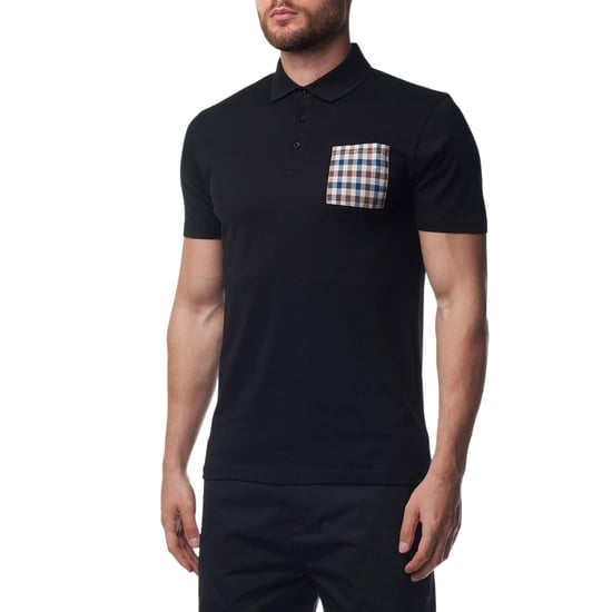 Aquascutum Active Beach Sailor Check Black Polo Shirt - Image 3