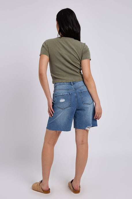 Mid Wash Distressed Bermuda Short - Image 4