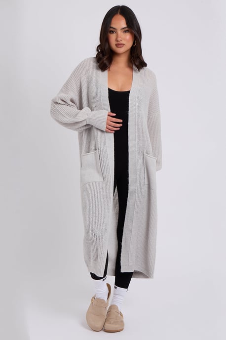 Grey Chunky Longline Cardigan - Image 1