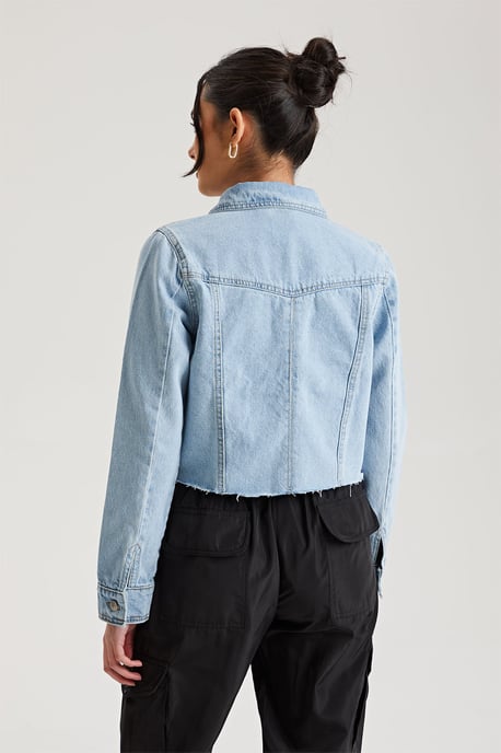 Bleach Raw Hem Denim Jacket - Image 2