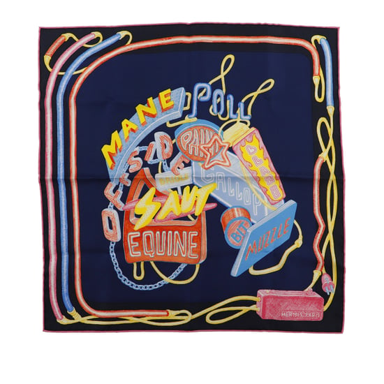 Pre-owned Gavroche Chevaloscope Neon Pointille Silk Scarf 45 - Image 1