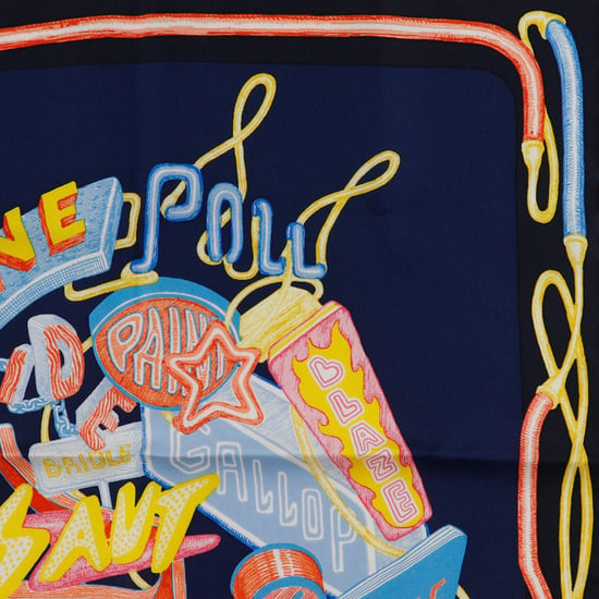 Pre-owned Gavroche Chevaloscope Neon Pointille Silk Scarf 45 - Image 4