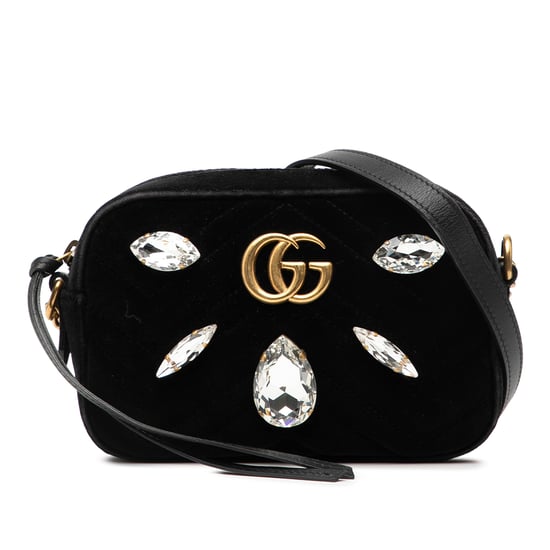 Pre-owned Mini Gg Marmont Crystal Embellished Matelasse Velvet Crossbody - Image 1