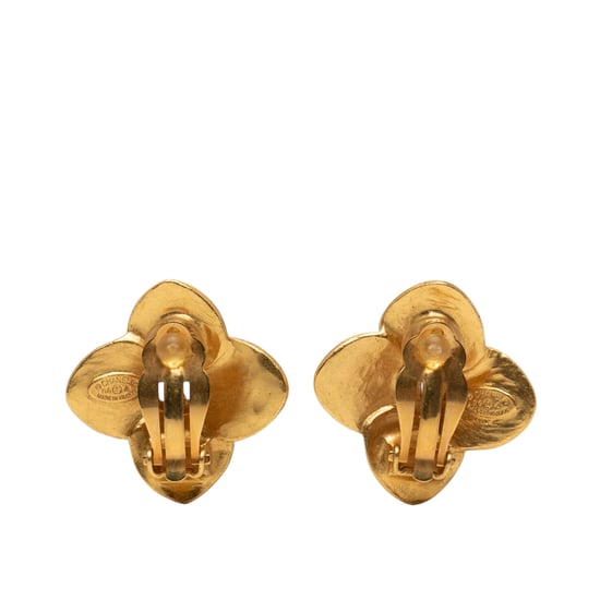 Pre-owned Cc Gold Plated Clover Clip On Earrings - Image 2