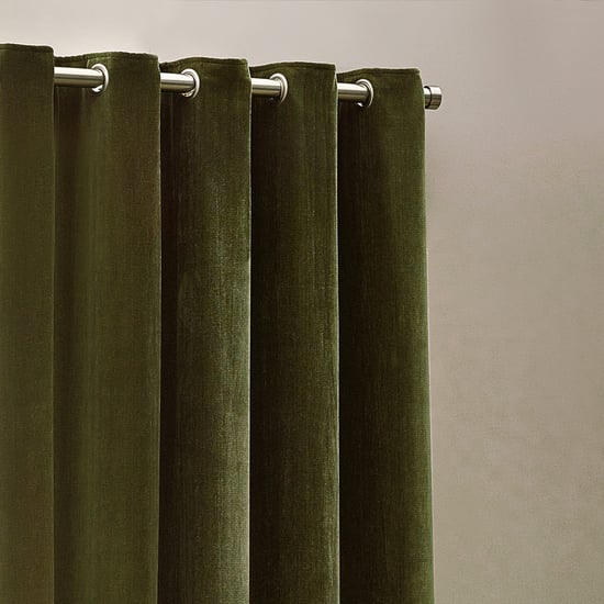 Heavy Chenille Blackout Eyelet Curtain Pair, Olive - Image 3