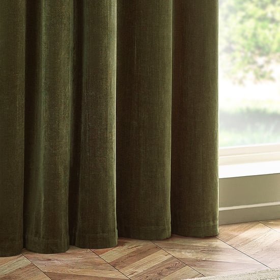 Heavy Chenille Blackout Eyelet Curtain Pair, Olive - Image 4