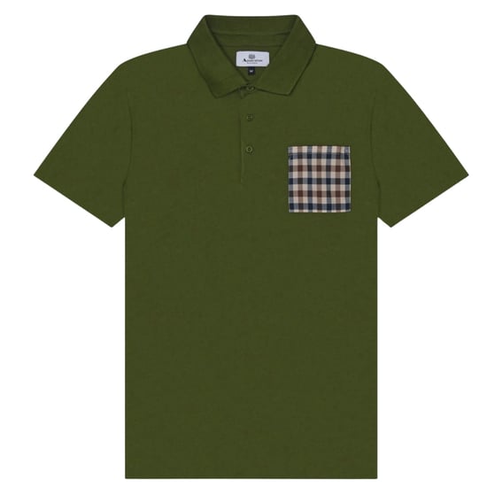 Aquascutum Active Beach Sailor Check Polo Army Green Polo Shirt - Image 1