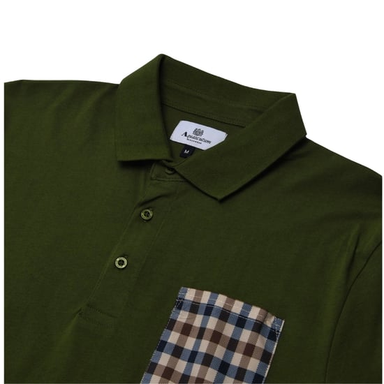 Aquascutum Active Beach Sailor Check Polo Army Green Polo Shirt - Image 2