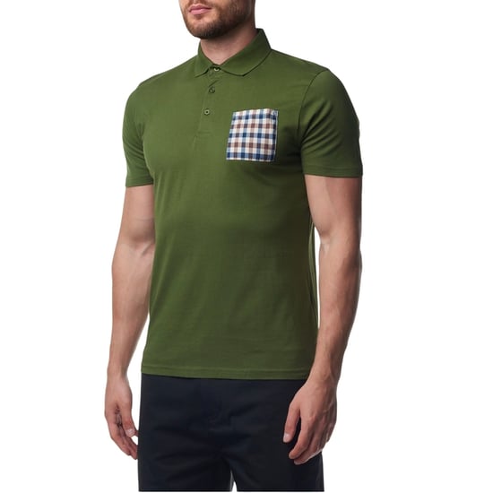Aquascutum Active Beach Sailor Check Polo Army Green Polo Shirt - Image 3