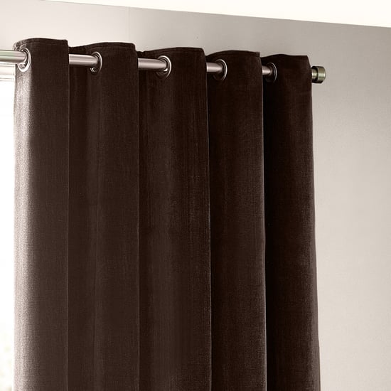 Heavy Chenille Blackout Eyelet Curtain Pair, Brown - Image 3