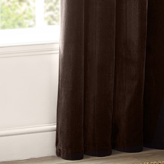 Heavy Chenille Blackout Eyelet Curtain Pair, Brown - Image 4