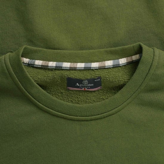 Aquascutum Active Big Logo Rundringad Armégrön Tröja - Image 4