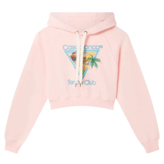 Casablanca Printed Cropped Hoodie Afro Cubism Tennis Club Pale Pink Hoodies - Image 1